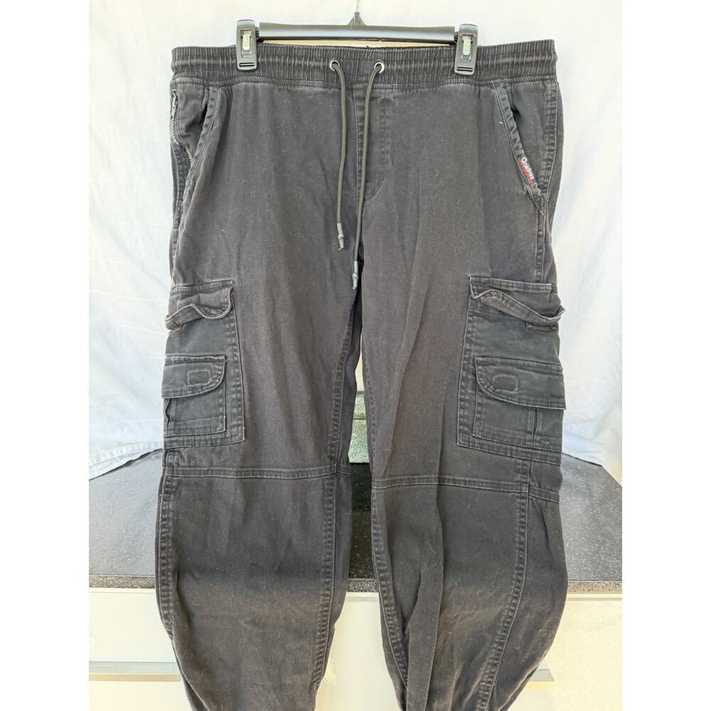 Akademiks Black Cargo Jogger Men's XL Elastic Waist Utility Streetwear